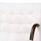 Fauteuil d'appoint Eisa en similicuir retourné rembourré et bois Blanc/Noyer - Baxton Studio
