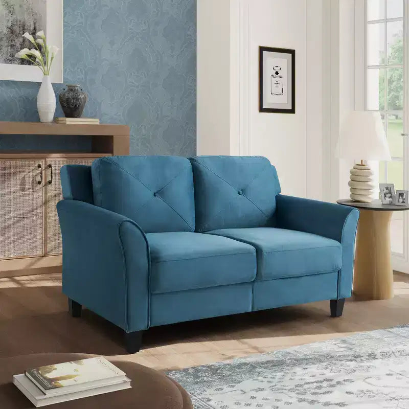 Causeuse Harper en velours bleu Lifestyle Solutions