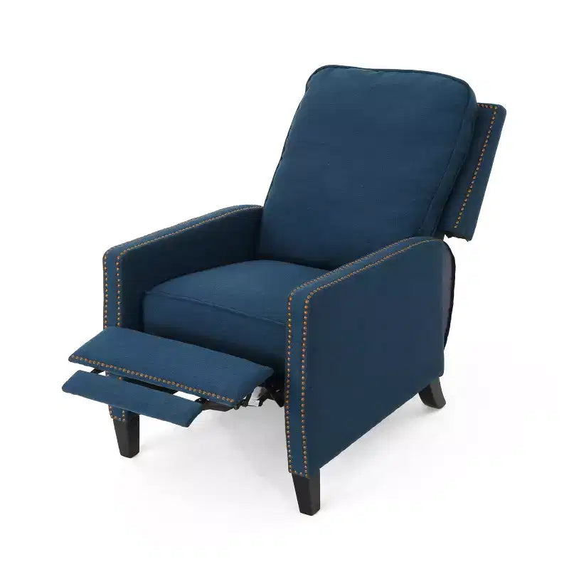 Fauteuil inclinable en tissu traditionnel Cecelia bleu marine - Christopher Knight Home : clouté, à dossier inclinable, pour petits espaces