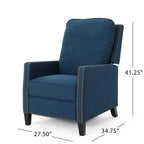 Fauteuil inclinable en tissu traditionnel Cecelia bleu marine - Christopher Knight Home : clouté, à dossier inclinable, pour petits espaces