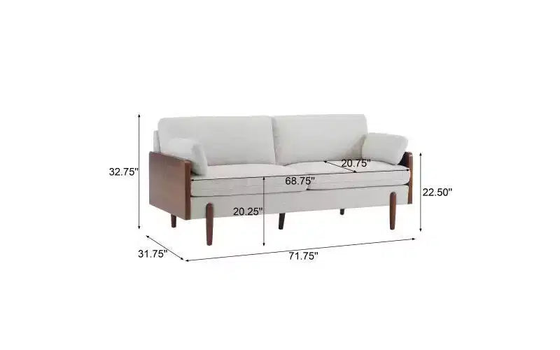 Christopher Knight Home Ella Canapé Moderne Rembourré 3 Places 182 cm à Cadre en Bois avec Coussins Décoratifs Beige