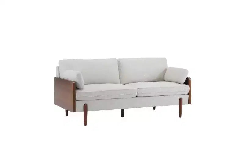 Christopher Knight Home Ella Canapé Moderne Rembourré 3 Places 182 cm à Cadre en Bois avec Coussins Décoratifs Beige