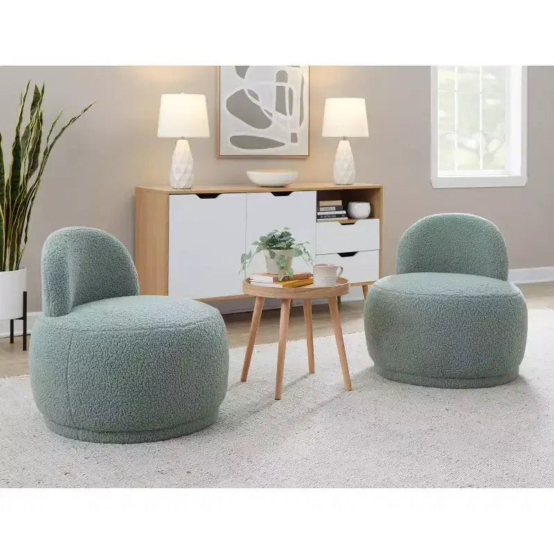 Chaise d'appoint LumiSource Kimi en fausse fourrure de mouton verte