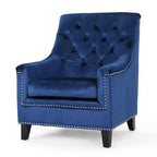 Fauteuil de club capitonné en velours Jaclyn - Bleu marine - Christopher Knight Home