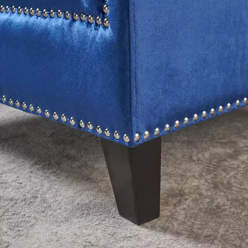 Fauteuil de club capitonné en velours Jaclyn - Bleu marine - Christopher Knight Home