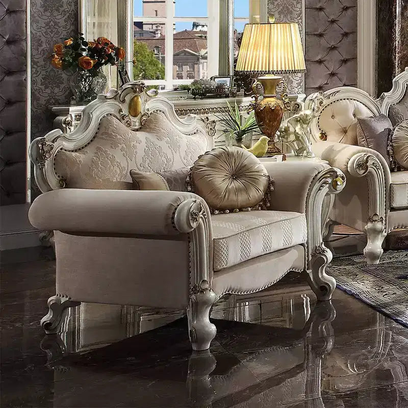 Acme Furniture Picardy Chaise d'appoint Tissu/Perle Antique