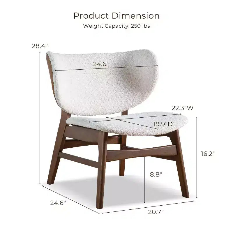 HOMES: Inside + Out Fauteuil d'appoint Mid-Century Modern Wingback Boucle River Run Noyer