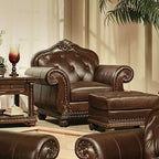 Fauteuil d'appoint en cuir pleine fleur Anondale Acme Furniture Espresso/Cherry
