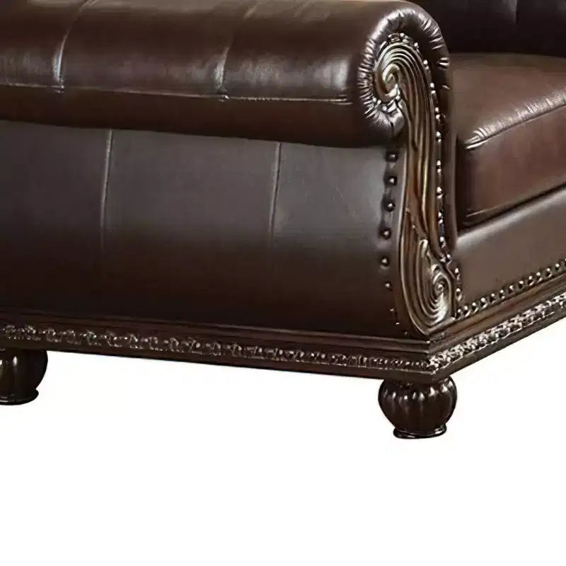 Fauteuil d'appoint en cuir pleine fleur Anondale Acme Furniture Espresso/Cherry