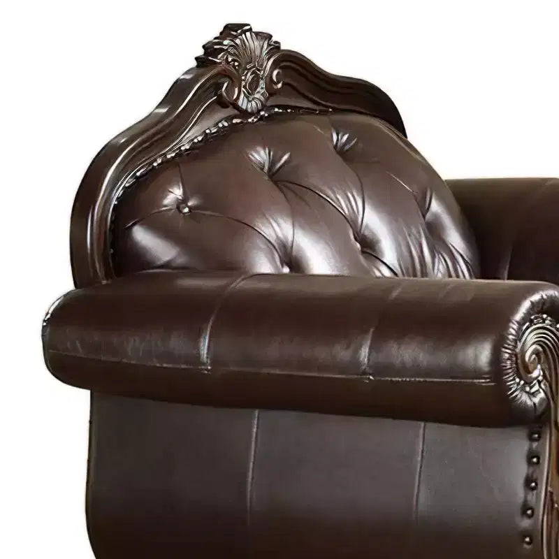 Fauteuil d'appoint en cuir pleine fleur Anondale Acme Furniture Espresso/Cherry