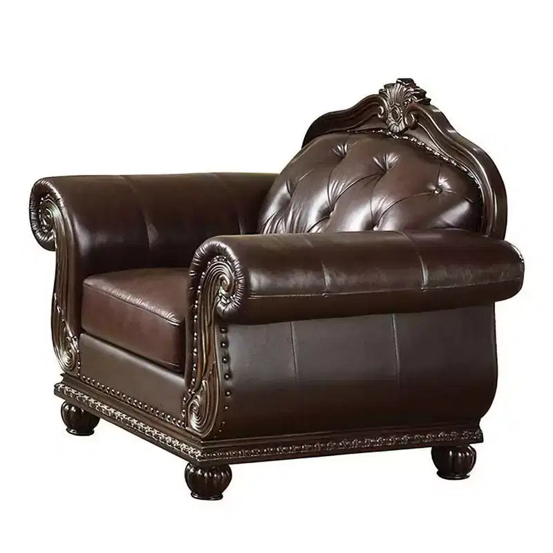 Fauteuil d'appoint en cuir pleine fleur Anondale Acme Furniture Espresso/Cherry