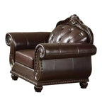Fauteuil d'appoint en cuir pleine fleur Anondale Acme Furniture Espresso/Cherry