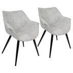 Set of 2 Wrangler Contemporary Accent Chair Light Gray - Lumisource: Suede-Like Upholstery, Metal Legs, Attached Cushions