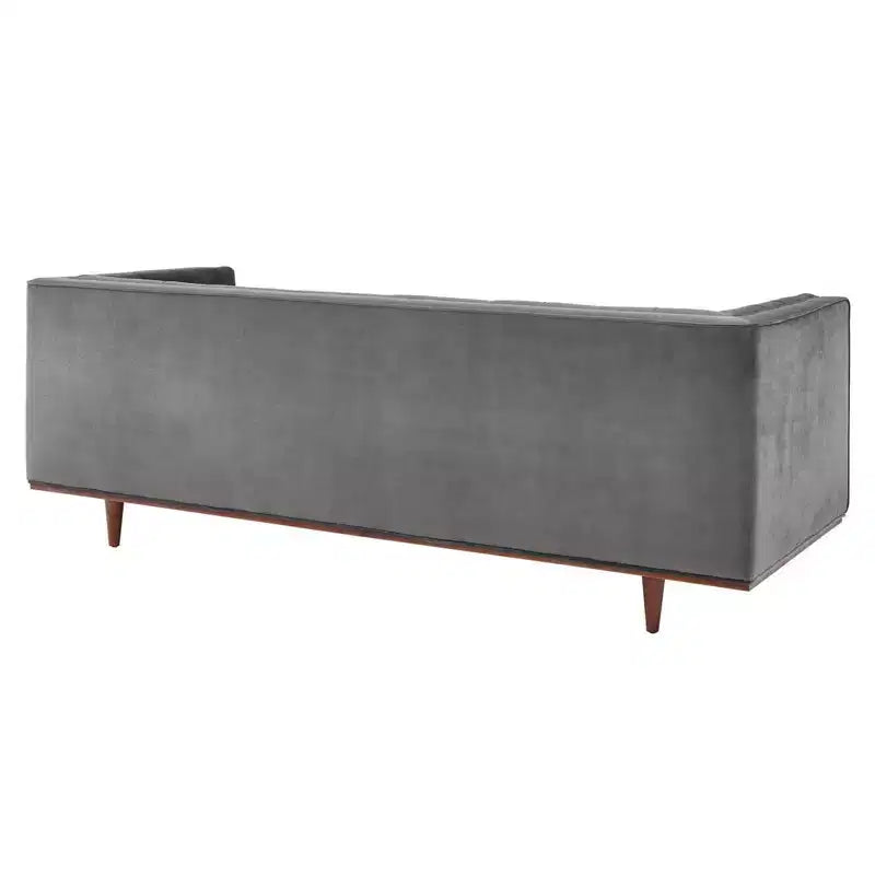Canapé en velours touffeté Elation gris - Modway : style art déco glamour, résistant aux taches, pieds fuselés