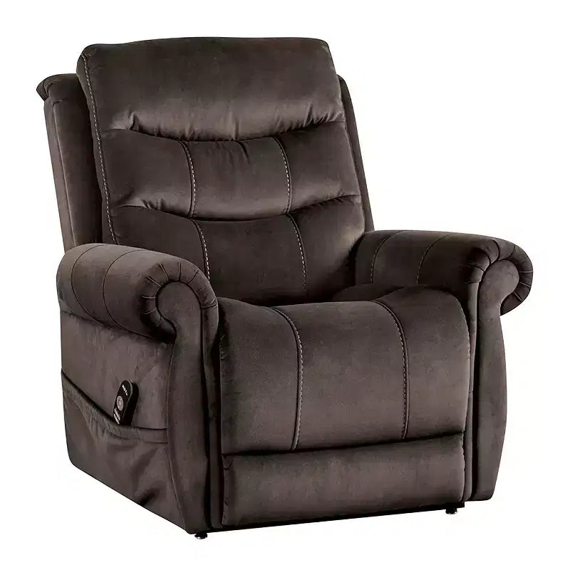 MAISON : dedans + dehors Fauteuil inclinable releveur électrique Sunbeam en flanelle avec fonction chauffante et massante, gris foncé