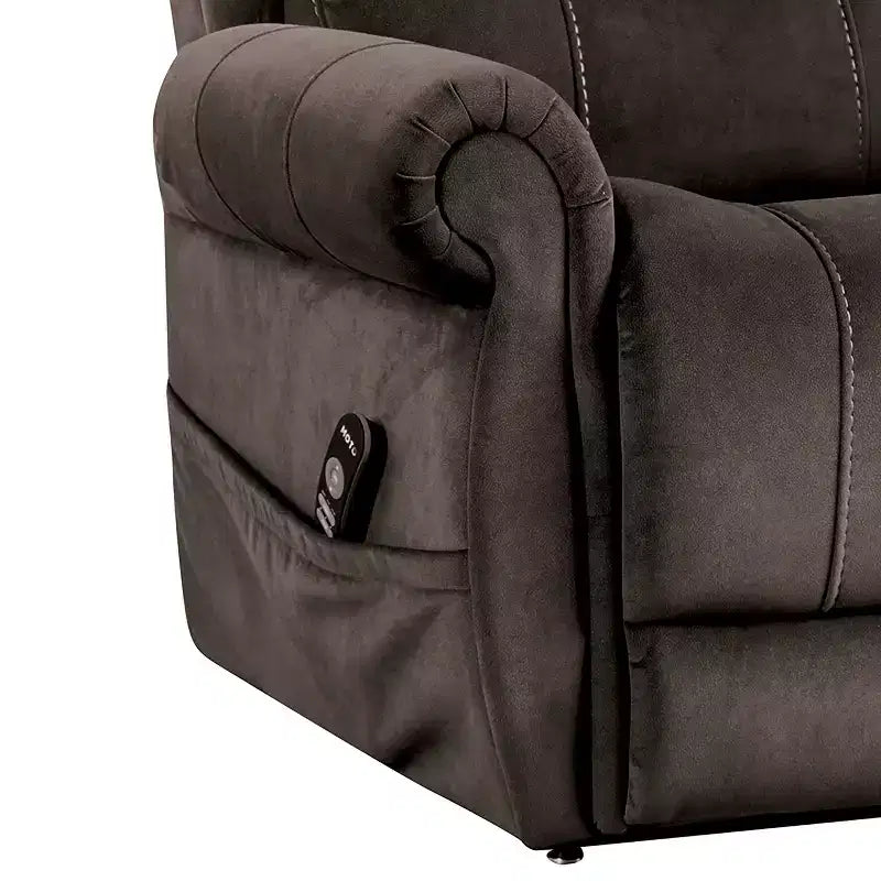 MAISON : dedans + dehors Fauteuil inclinable releveur électrique Sunbeam en flanelle avec fonction chauffante et massante, gris foncé