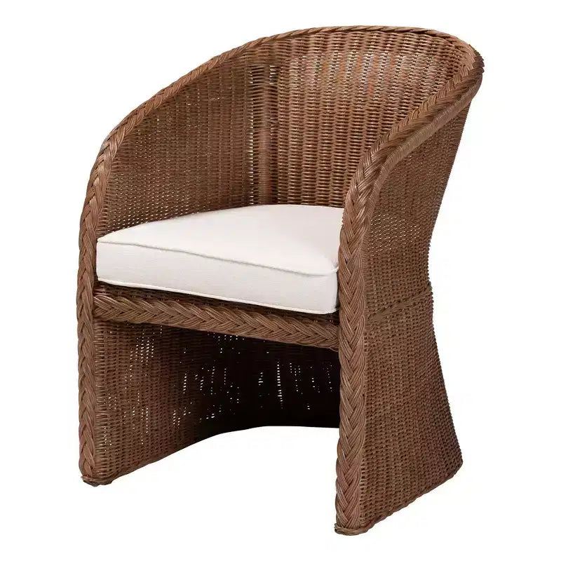 Chaise avec accoudoirs en rotin tressé Peanut Brown bali & pari Memphis