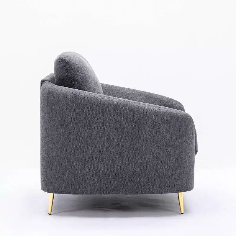 Canapé Yuina 203 cm en lin gris - Acme Furniture : pieds en métal chromé, assise à ressorts ensachés, cadre en bois