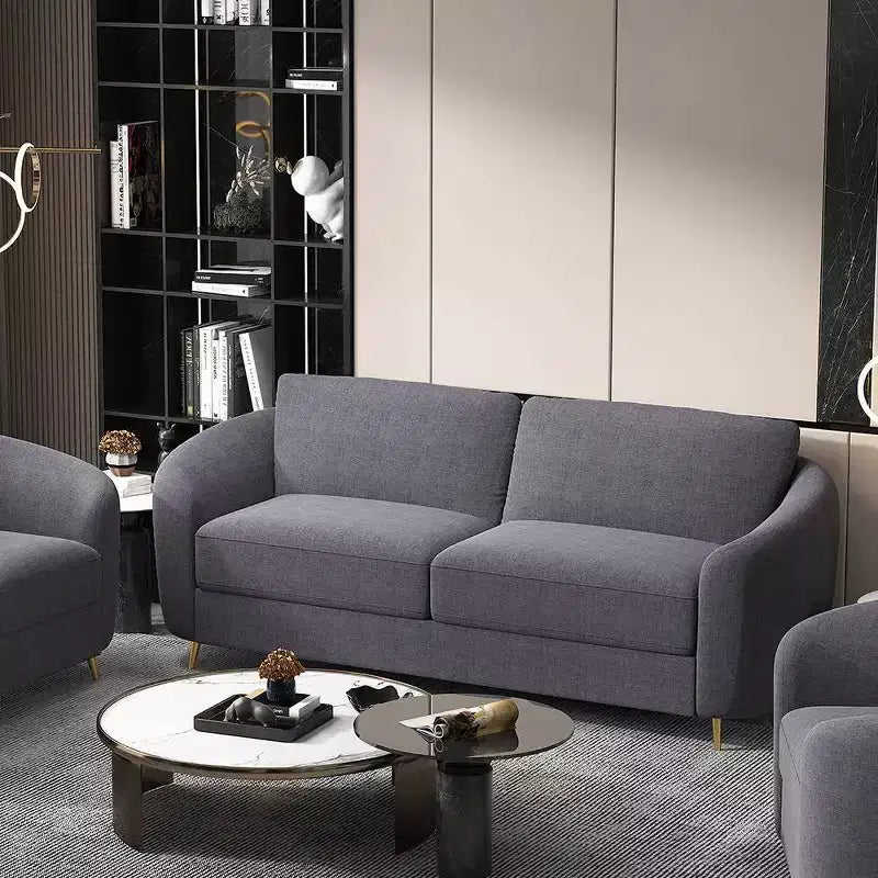 Canapé Yuina 203 cm en lin gris - Acme Furniture : pieds en métal chromé, assise à ressorts ensachés, cadre en bois