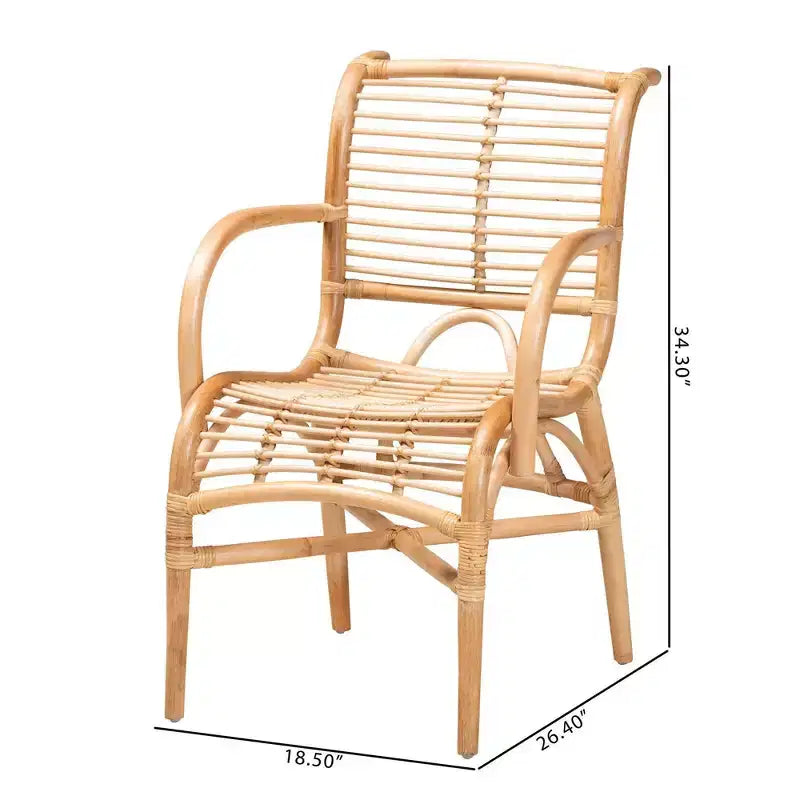 bali & pari Fauteuil de salon en rotin naturel Seminyak Marron naturel : Accent en osier d'intérieur, Sans pivot