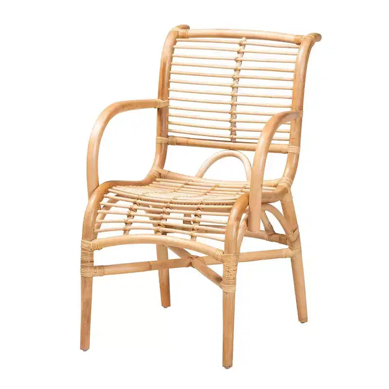 bali & pari Fauteuil de salon en rotin naturel Seminyak Marron naturel : Accent en osier d'intérieur, Sans pivot