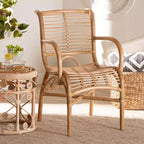 bali & pari Fauteuil de salon en rotin naturel Seminyak Marron naturel : Accent en osier d'intérieur, Sans pivot
