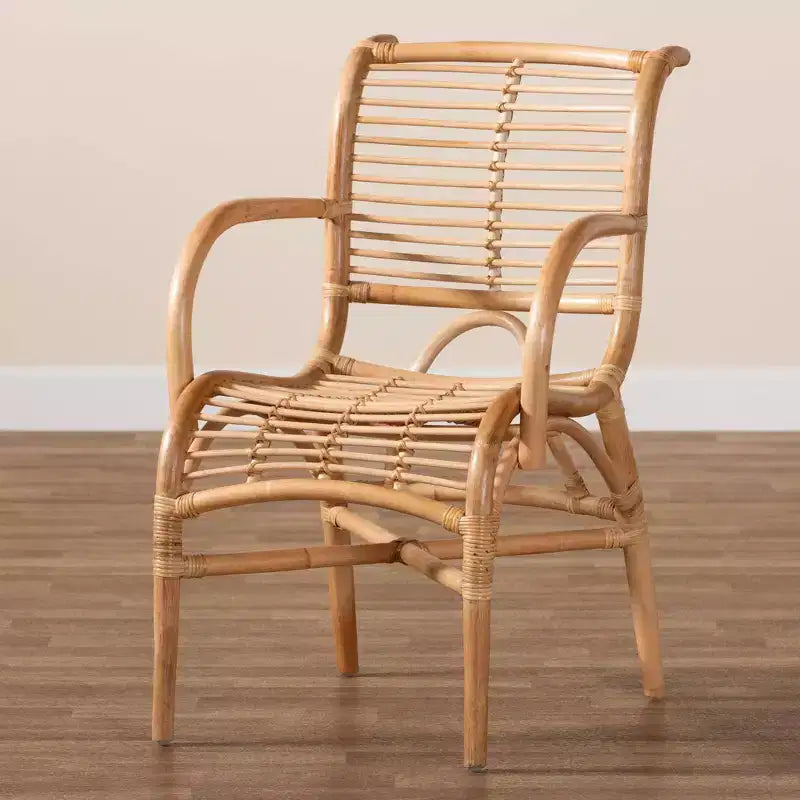 bali & pari Fauteuil de salon en rotin naturel Seminyak Marron naturel : Accent en osier d'intérieur, Sans pivot