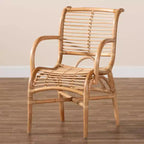 bali & pari Fauteuil de salon en rotin naturel Seminyak Marron naturel : Accent en osier d'intérieur, Sans pivot