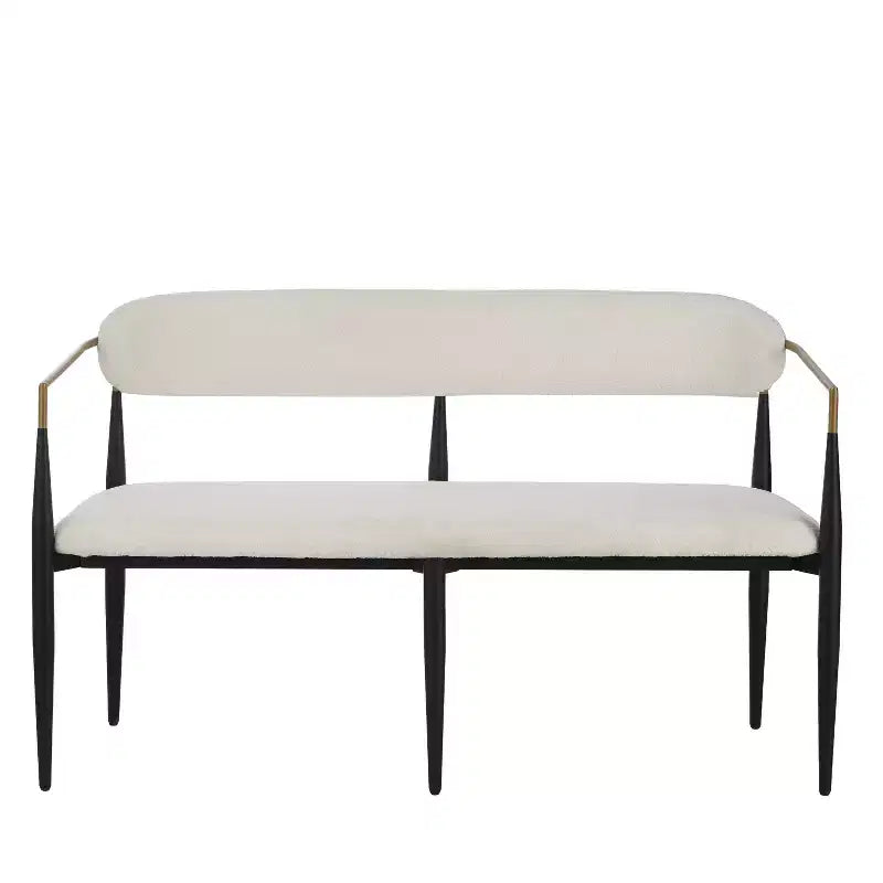 Christopher Knight Home Piper Modern Iron Frame Upholstered 55" Loveseat with Open Curved Back Black/Gold Boucle