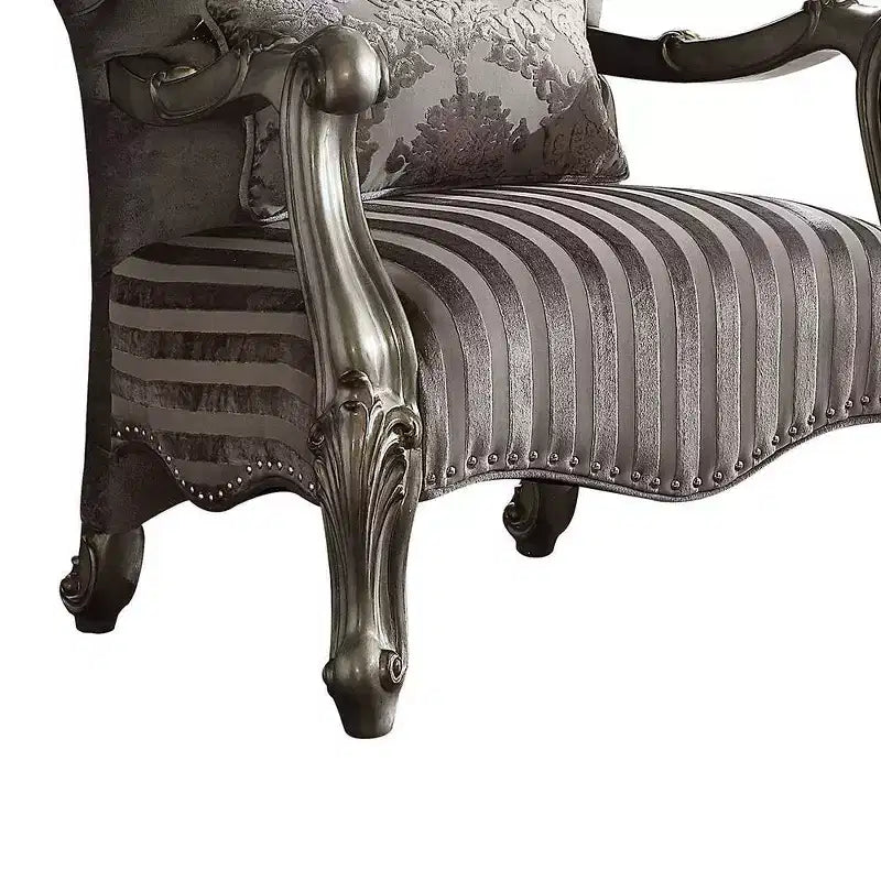 Chaise Versailles avec 1 coussin Velours/Finition Platine Vieillie - Acme Furniture