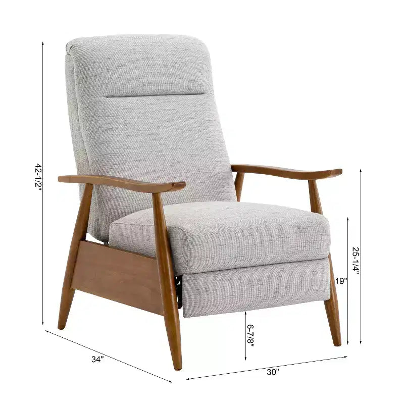 Fauteuil inclinable à dossier basculant Comfort Pointe Terni Sea Oat : Polyester rembourré, cadre en bois, remplissage en mousse