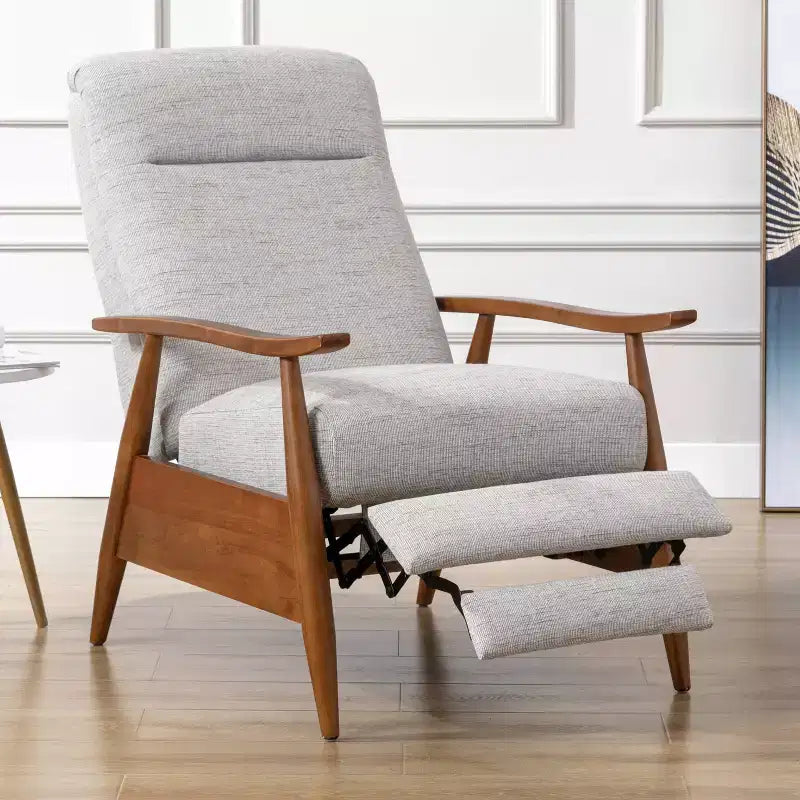 Fauteuil inclinable à dossier basculant Comfort Pointe Terni Sea Oat : Polyester rembourré, cadre en bois, remplissage en mousse