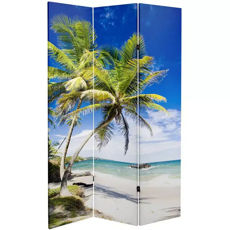 Paravent Parme Coucher de soleil 6 pieds, double face, en toile, bleu : Autoportant, pliable, aucun assemblage requis