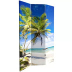 Paravent Parme Coucher de soleil 6 pieds, double face, en toile, bleu : Autoportant, pliable, aucun assemblage requis