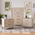 HOMES: Inside + Out Ensemble 3 pièces Neovesi Bois 2 tables de nuit et commode chêne bohème