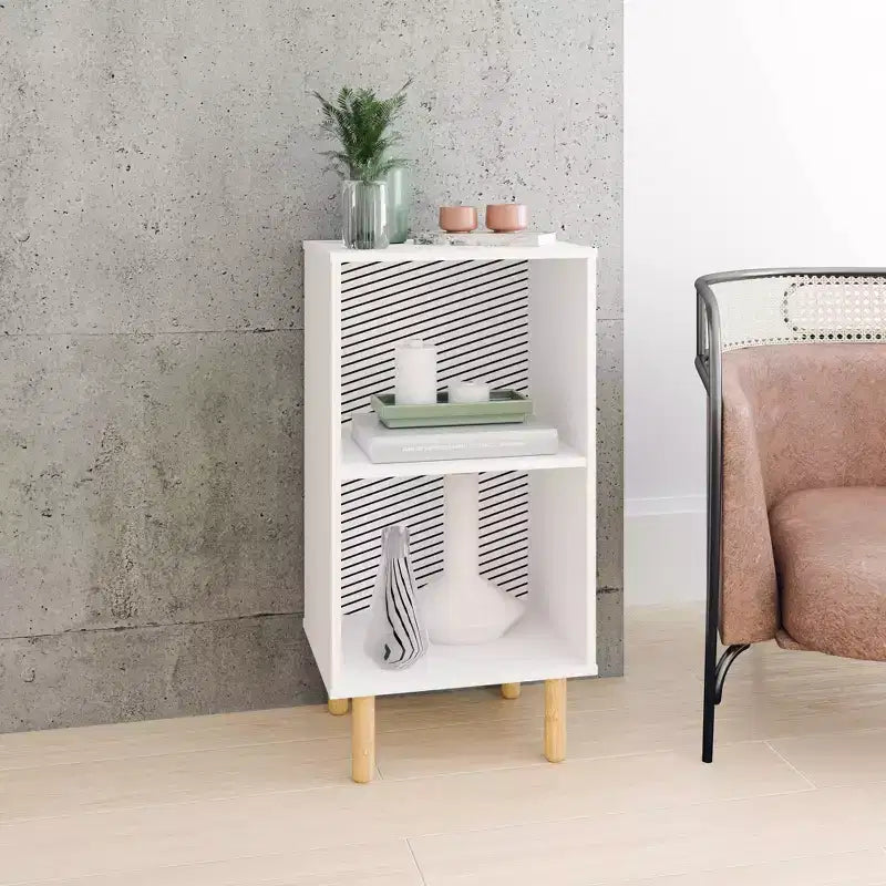 Table de chevet Essex blanc/zébré - Manhattan Comfort