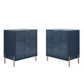 Festivo 2pc Modern Elegance 3 Drawer Nightstands Side Table Set Navy