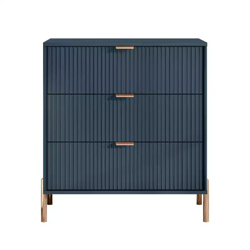 Festivo Lot de 2 tables de chevet à 3 tiroirs Style élégance moderne Bleu marine