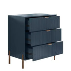 Festivo Lot de 2 tables de chevet à 3 tiroirs Style élégance moderne Bleu marine