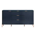 Festivo Lot de 3 tables de chevet 3 tiroirs et commode 3 tiroirs bleu marine au design moderne et élégant