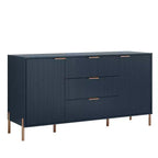Festivo Lot de 3 tables de chevet 3 tiroirs et commode 3 tiroirs bleu marine au design moderne et élégant