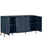 Festivo Lot de 3 tables de chevet 3 tiroirs et commode 3 tiroirs bleu marine au design moderne et élégant