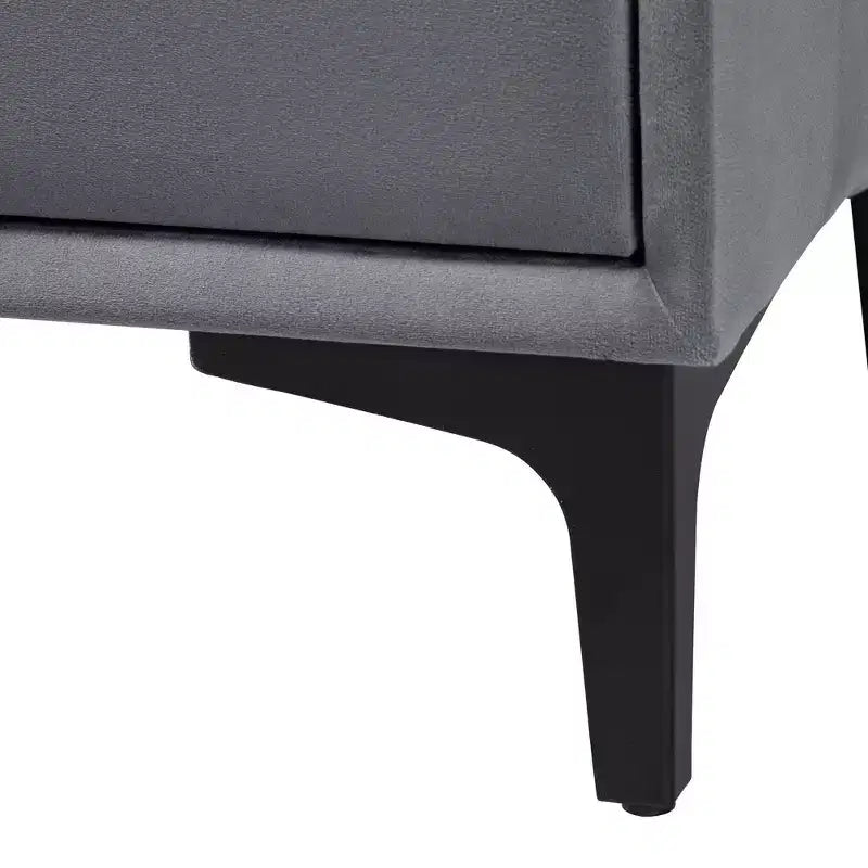 Baxton Studio Etienne Velvet 2 Drawer Nightstand Slate Gray/Black