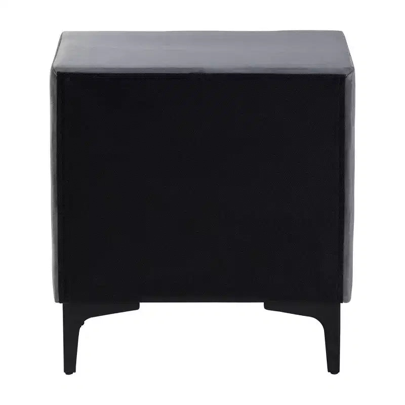 Table de chevet à 2 tiroirs en velours Baxton Studio Etienne, gris ardoise/noir
