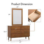 HOMES: Inside + Out Commode et miroir 6 tiroirs Riverstone Mid-Century Modern 2 pièces avec système anti-basculement Interlock, couleur noyer