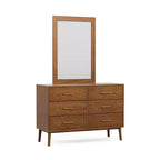 HOMES: Inside + Out Commode et miroir 6 tiroirs Riverstone Mid-Century Modern 2 pièces avec système anti-basculement Interlock, couleur noyer