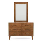 HOMES: Inside + Out Commode et miroir 6 tiroirs Riverstone Mid-Century Modern 2 pièces avec système anti-basculement Interlock, couleur noyer