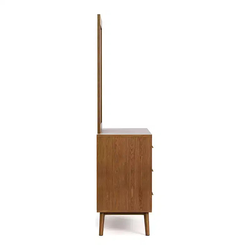 HOMES: Inside + Out Commode et miroir 6 tiroirs Riverstone Mid-Century Modern 2 pièces avec système anti-basculement Interlock, couleur noyer