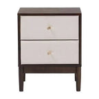 Table de chevet Baxton Studio Nikolai en tissu et bois, 2 tiroirs, beige/marron wengé
