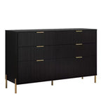 Festivo Ensemble commode 6 tiroirs et 2 tables de chevet 3 tiroirs Élegance Moderne Noir